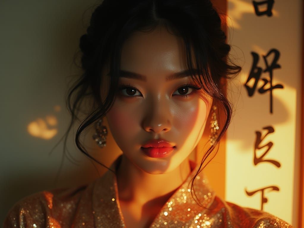 Elegant Woman with Dual Persona in Soft Focus