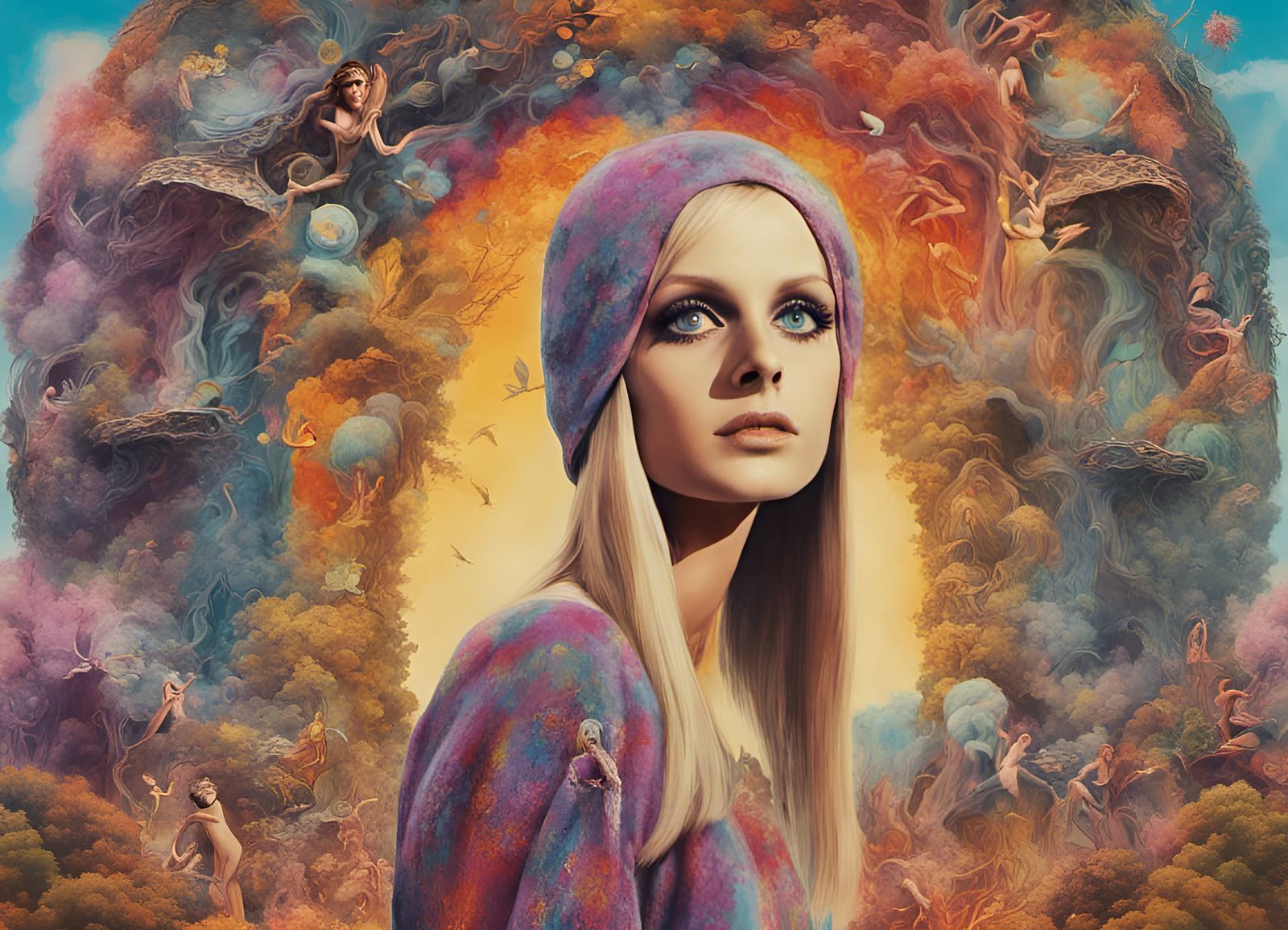 Twiggy Portrait: Detailed Matte Painting in 8k