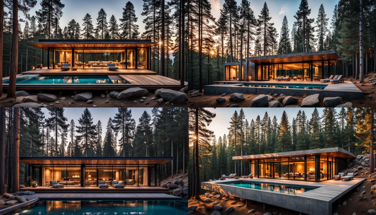 Minimalist Cabin in Forest at Golden Hour