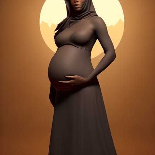 Pregnant Witch in Dark Fantasy Style