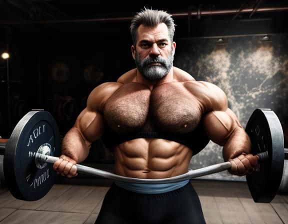 Photorealistic Muscular Silverback in Weightlifting Studio