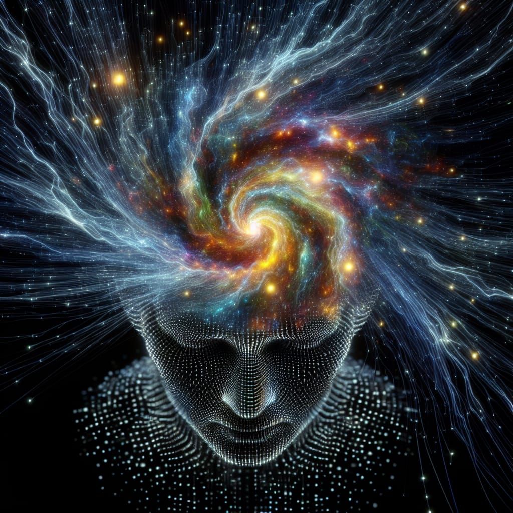 Abstract Figure with Cosmic Energy Brain