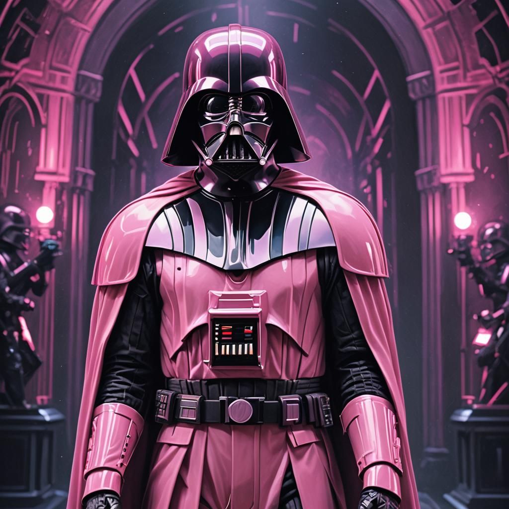 Darth Vader in Pink Suit: Pastel Gothic Digital Art