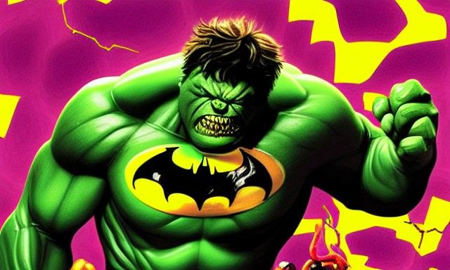 Hulk and Venom's Chaotic Car Ride: Cyberpunk Art Deco