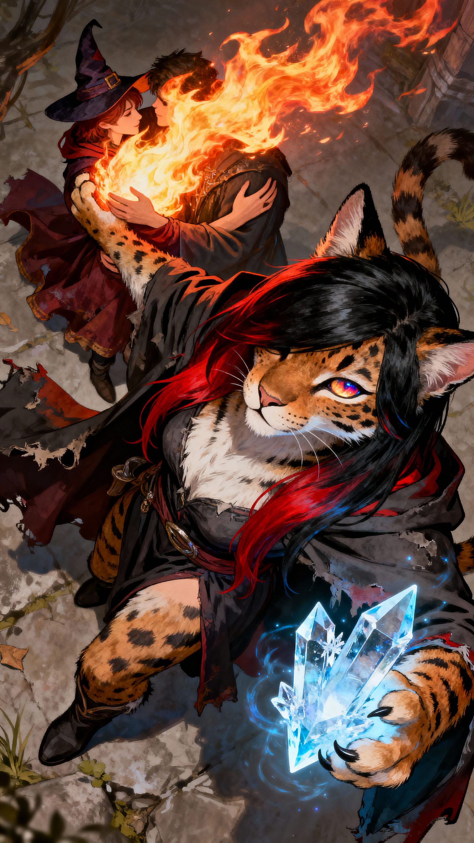 Furry Lynx Conjures Embracing Lovers in Bold Ink Style