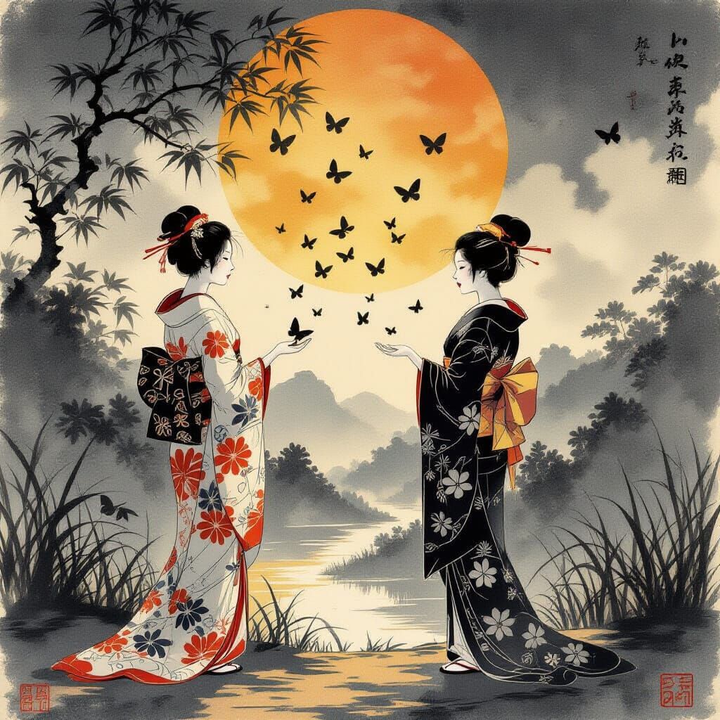 Butterflies Dance in the Sun: An Ukiyo-e Dream