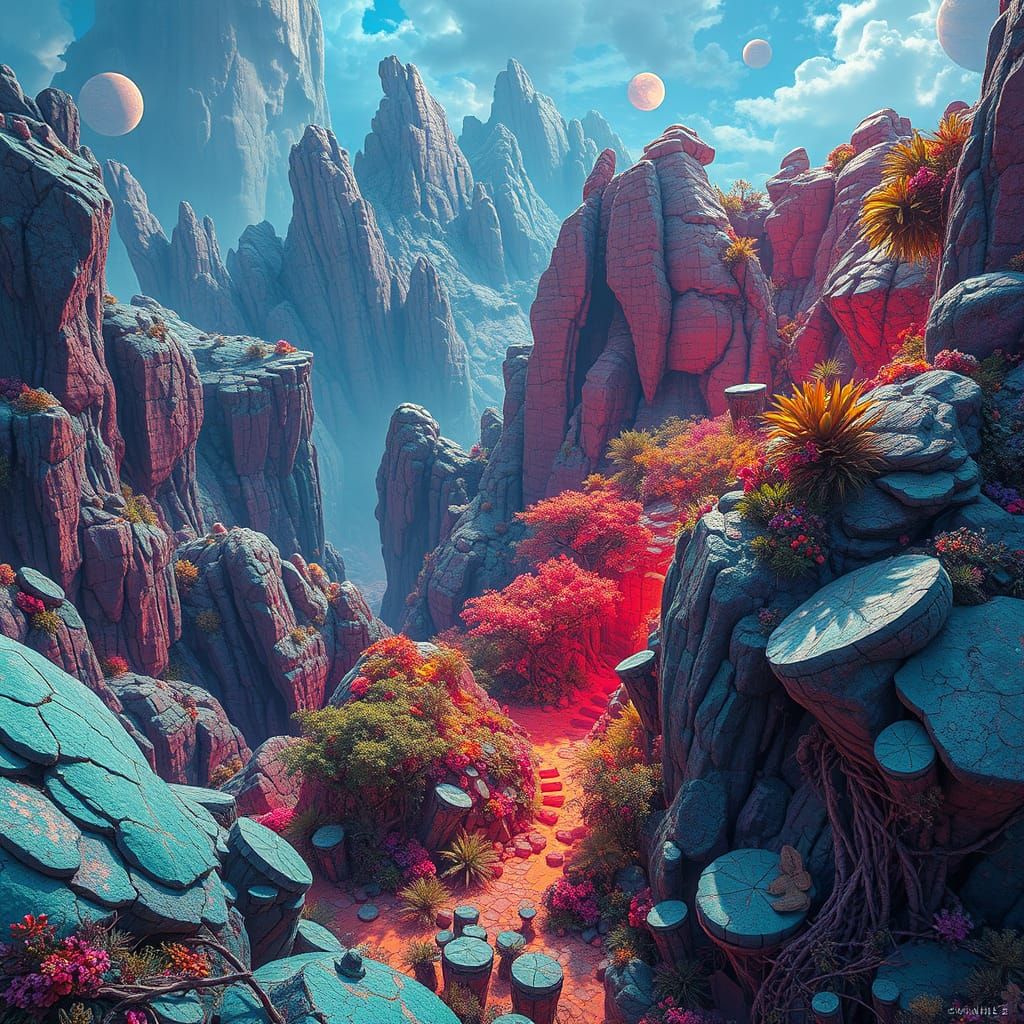 Surreal Dreamscapes in Cyberpunk Aesthetic