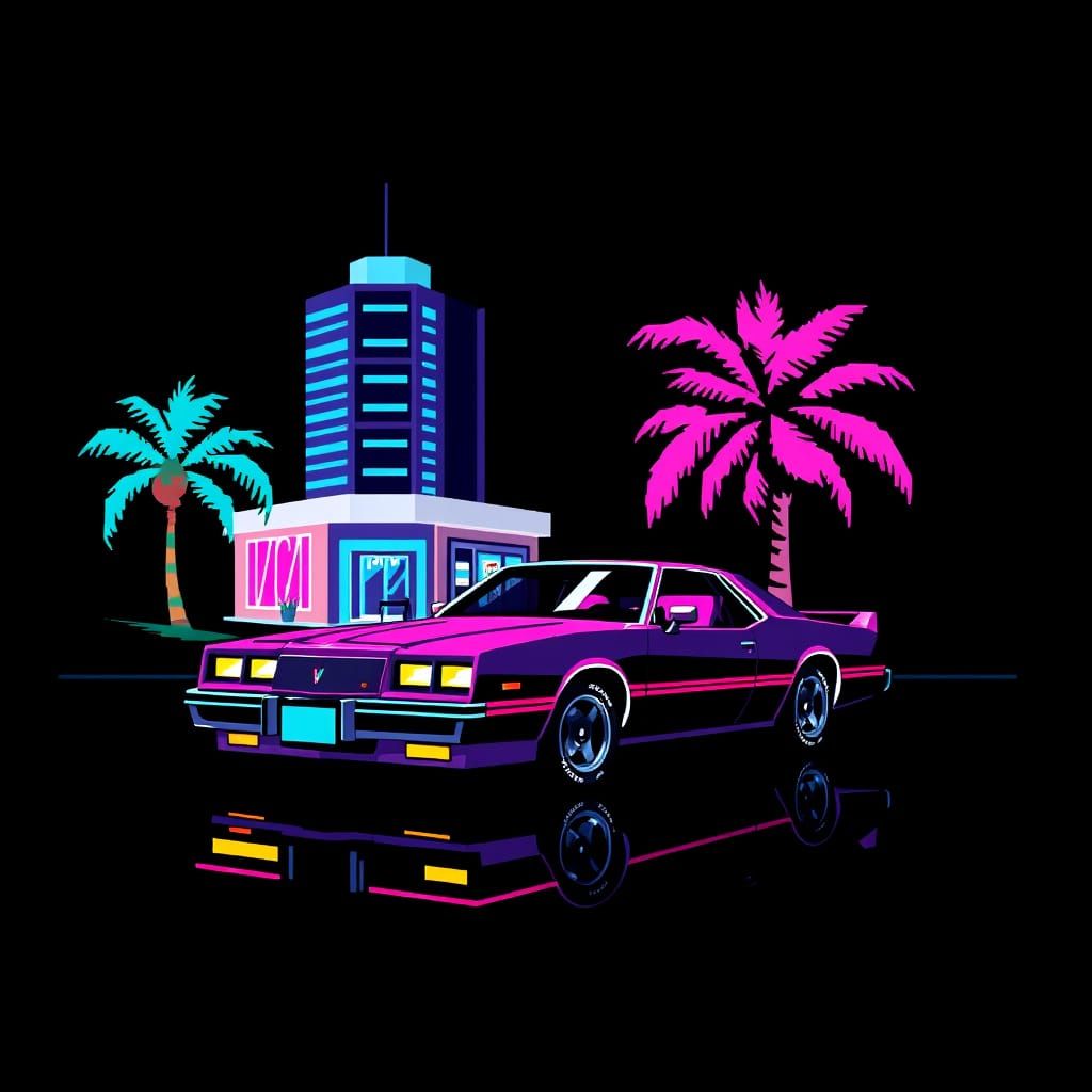 Miami 8-Bit Retro Futurism Pixel Art