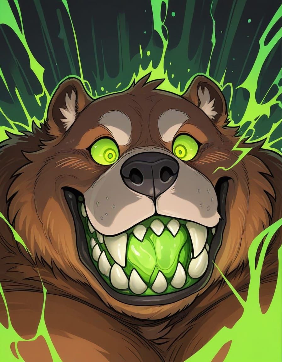 Morbidly Obese Bear in Dark, Ominous Portrait