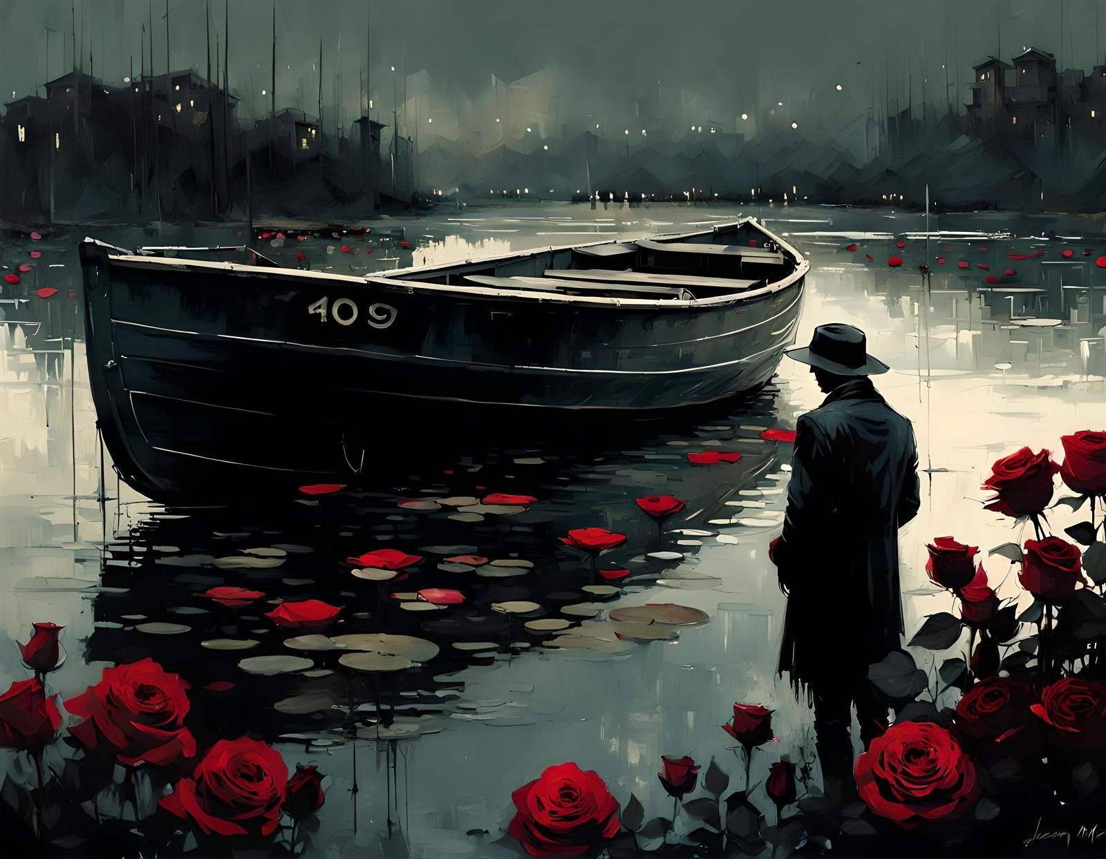 Heartbreaking Lakeside Scene in Expressionist Digital Painti...