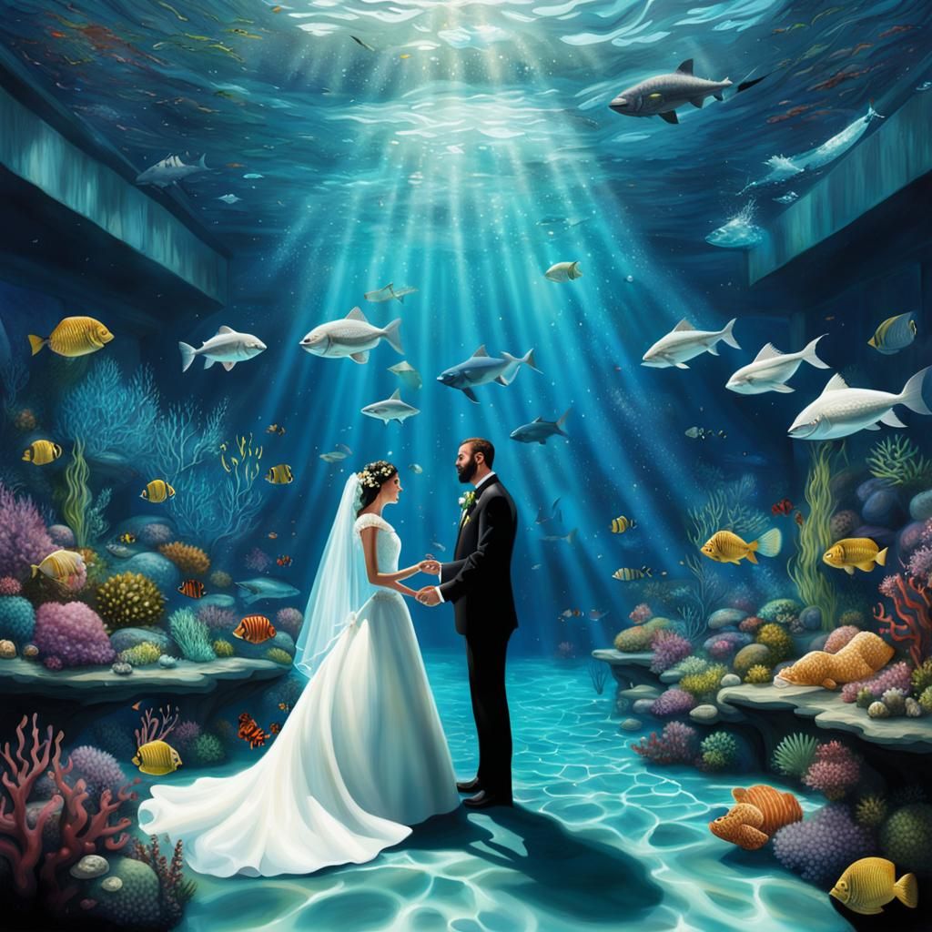 Hyperrealistic Underwater Wedding Ceremony