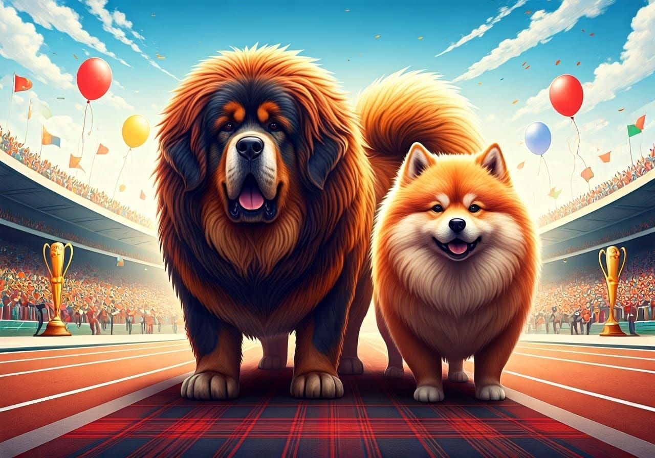 Doggy Olympics: Tibetan Mastiff vs Shiba Inu