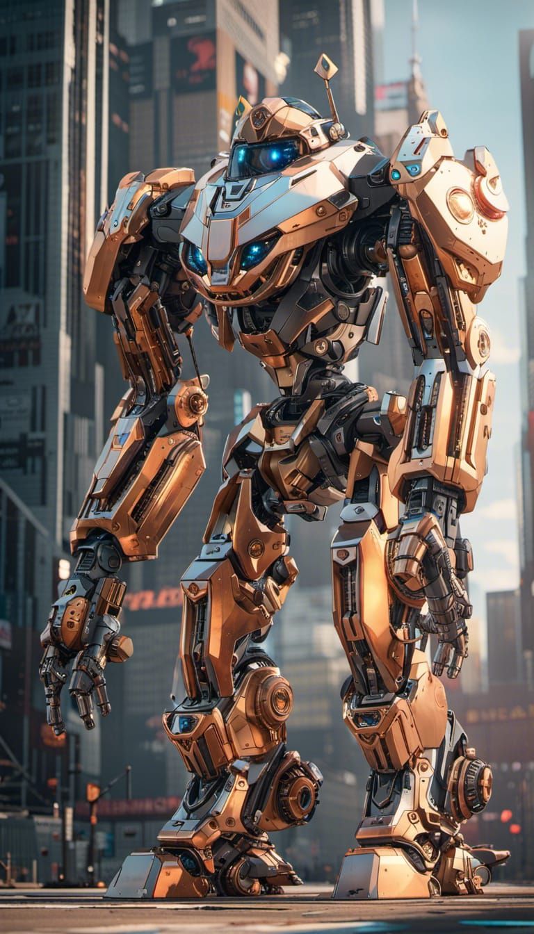 Futuristic Giant AI Mech Girlfriends in Sci-Fi City