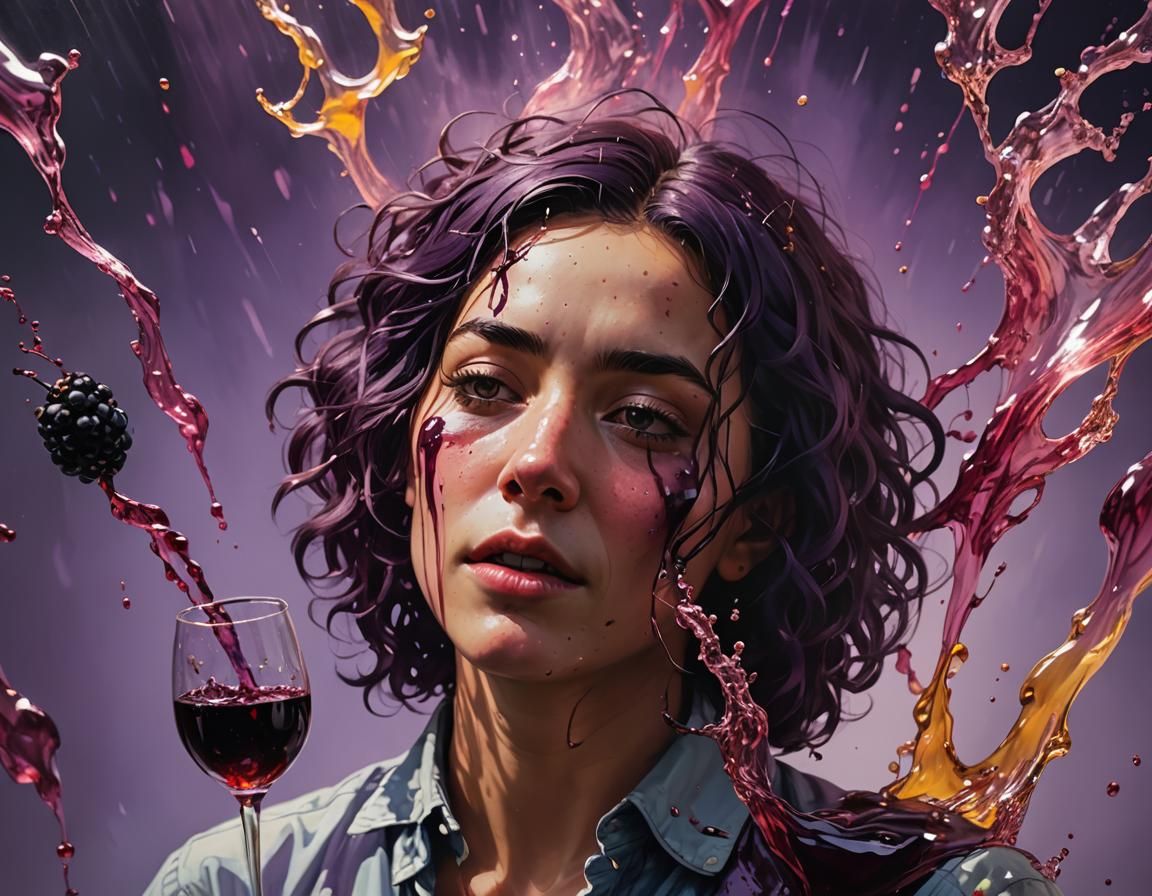 Hyperrealistic Splash Art Portrait with Colorful Accents