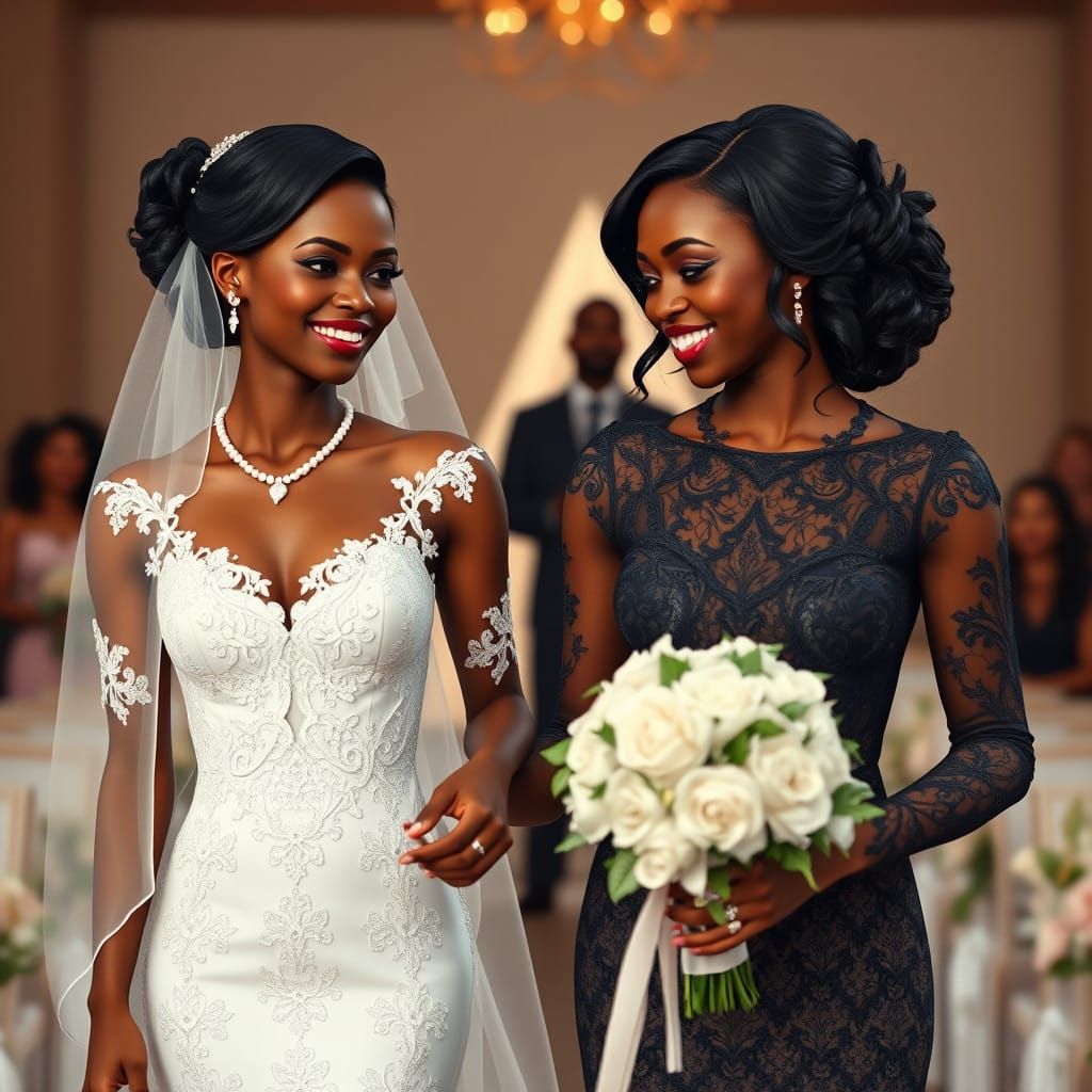 African American Brides Exchange Vows in Intimate White and ...