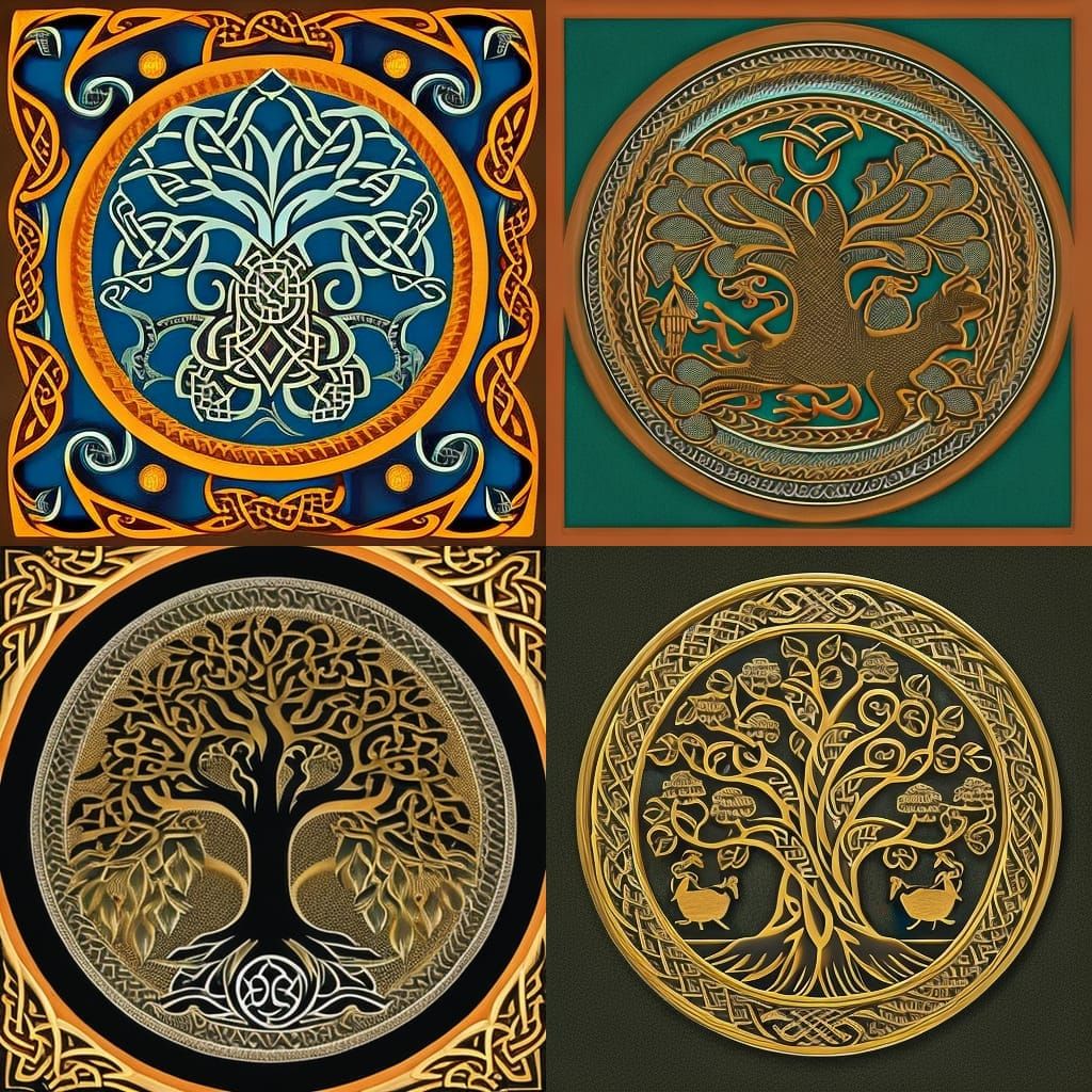 Celtic Tree of Life with Eagle and Squirrel