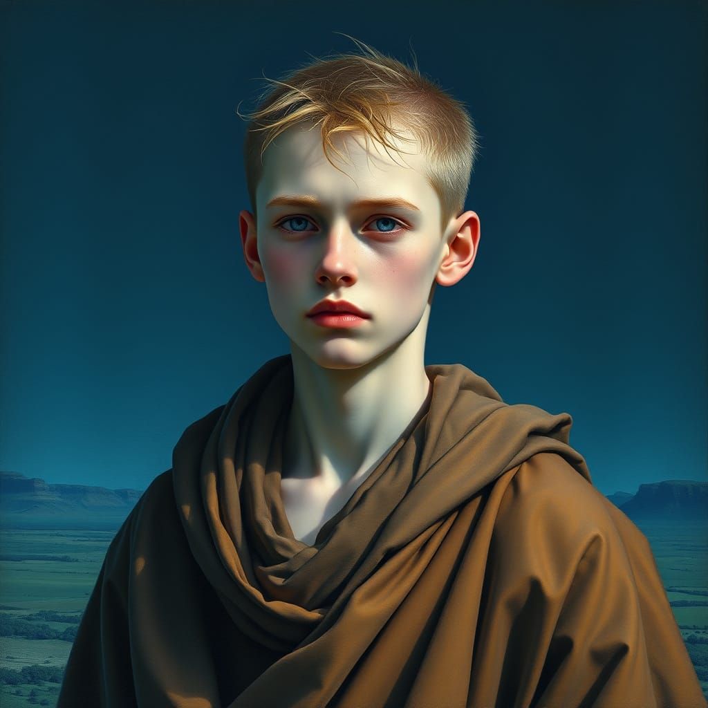 Mystical Youth in Ethereal Landscape