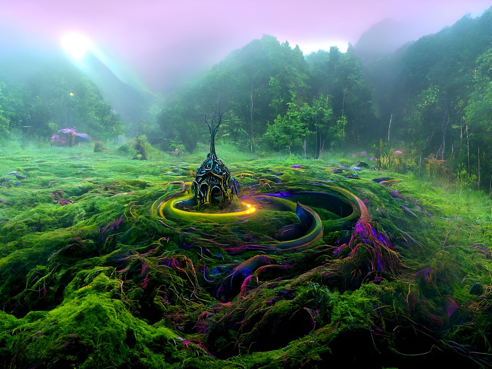 Surreal Forgotten Land with Interdimensional Portal