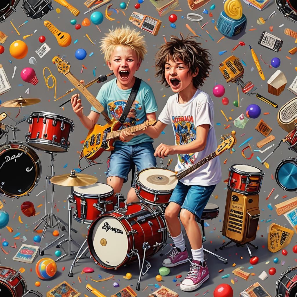Kids Rock Band in Candy Art Style