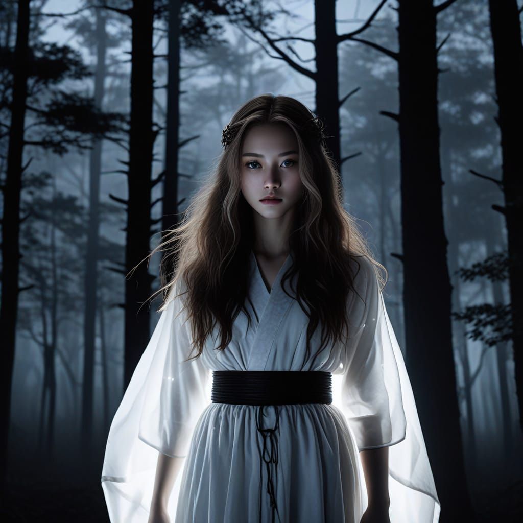 Mysterious Tsuyuri no Yami in Dark Fantasy Moonlit Forest