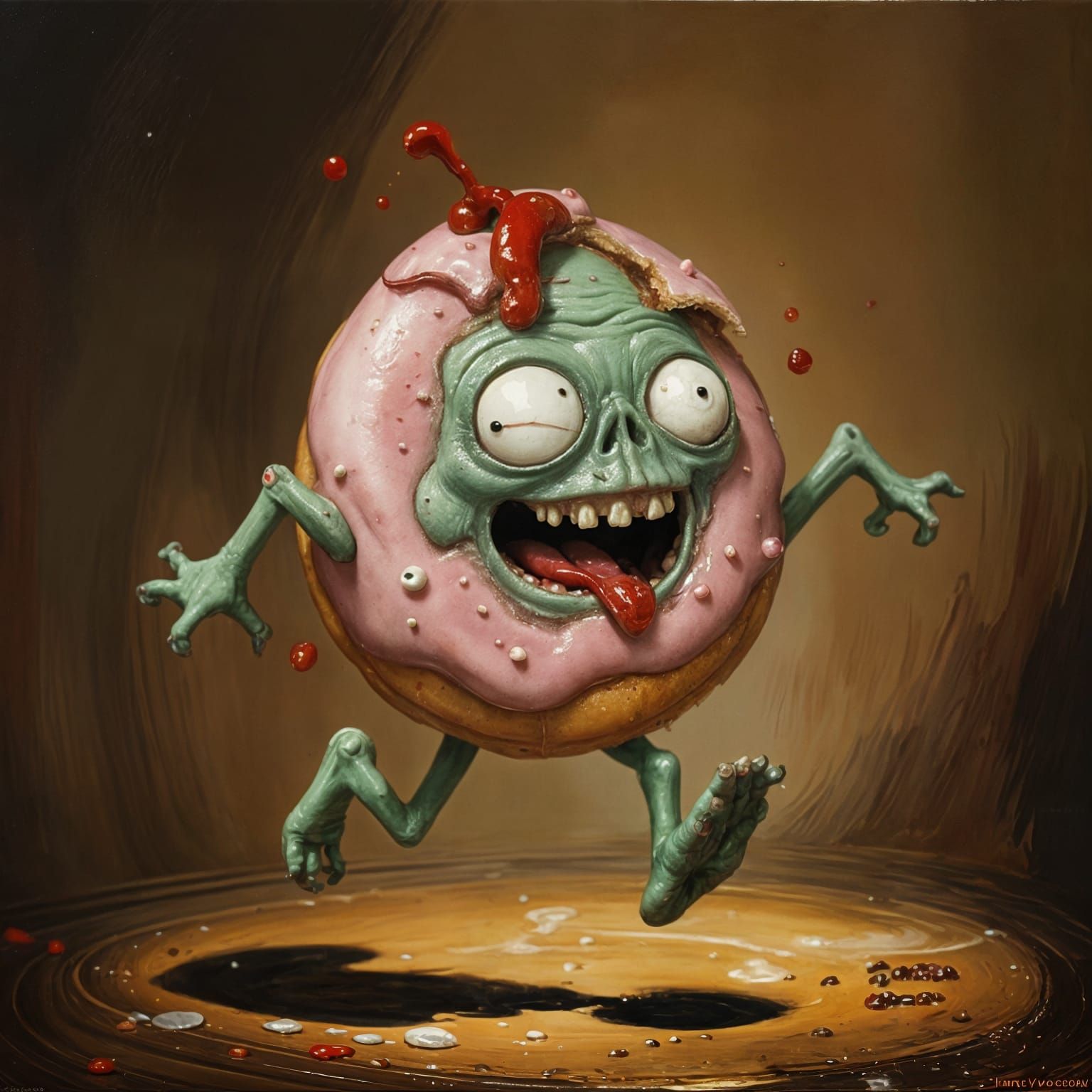 Creepy Cute Zombie Donut Running Away