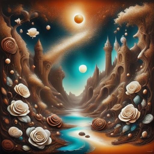 Chocolate Roses in Ethereal Alcohol Ink Style