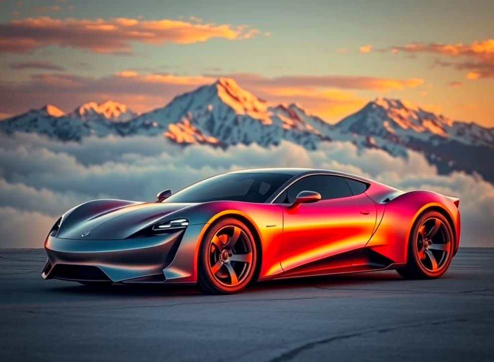 Retro-futurist concept street-cruiser. with iridescent paint...