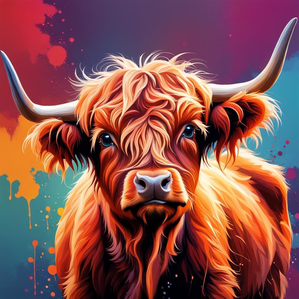 Hyperrealistic Baby Highland Cow Portrait