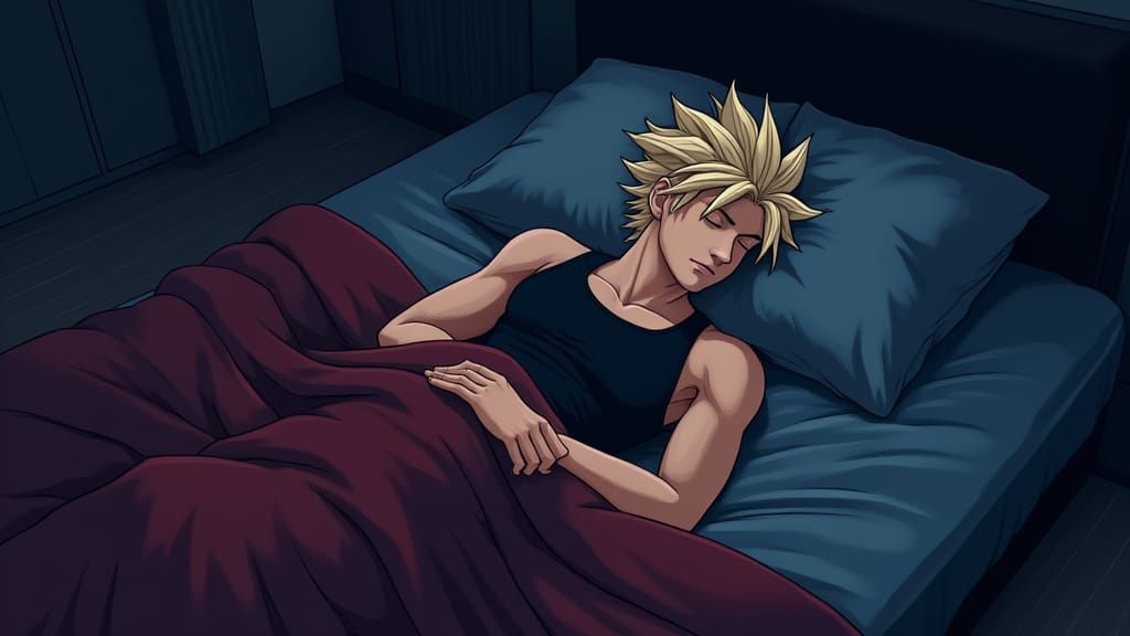Cloud Strife Asleep in Vector Art Style