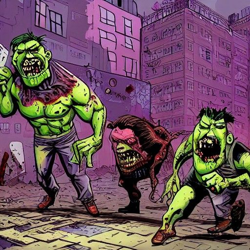 Zombie Hulk in Dystopian Comic Style