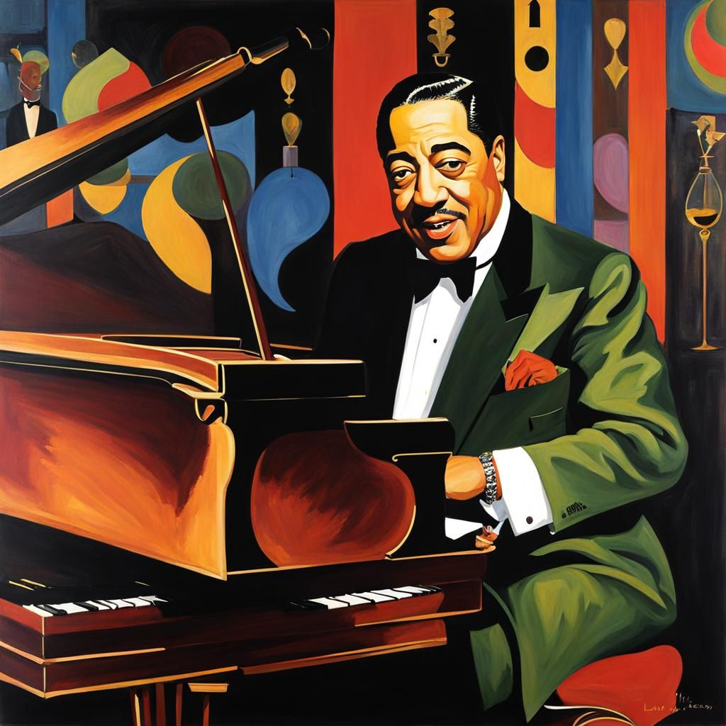 Duke Ellington Portrait in Harlem Renaissance Style