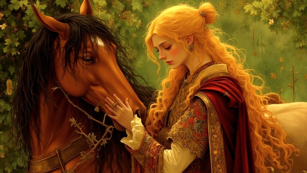 Medieval Manuscript: Majestic Man and Horse