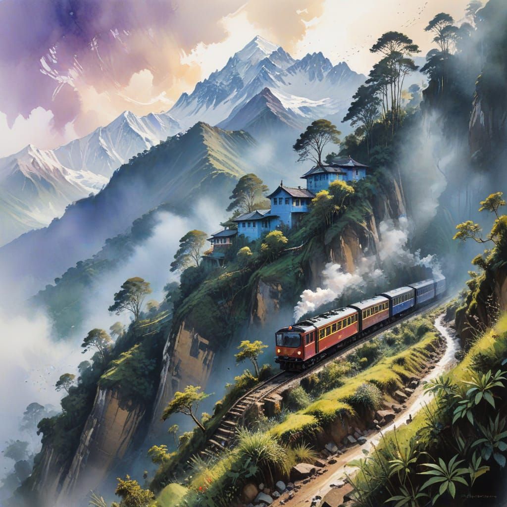 Misty Himalayan Tea Plantations at Dawn