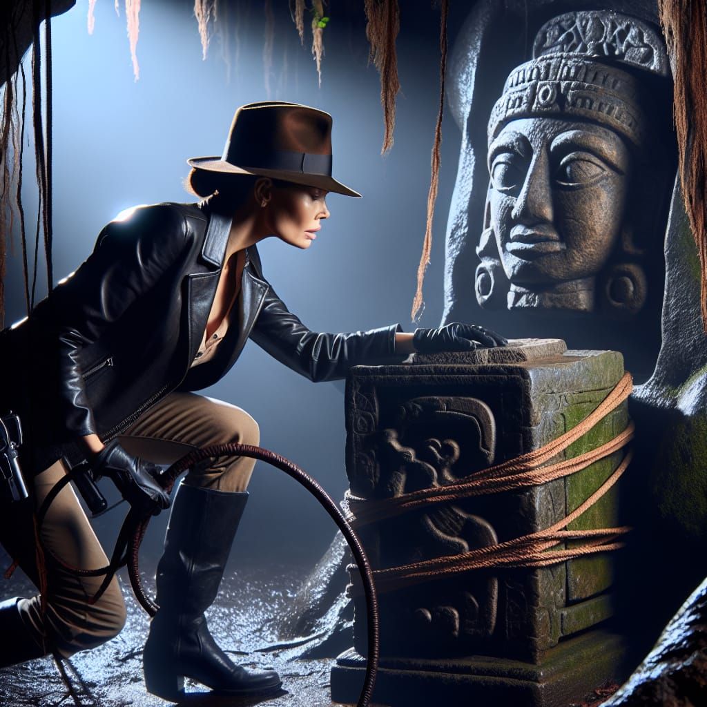 Female Archeology Professor Retrieves Ancient Idol in Dark J...