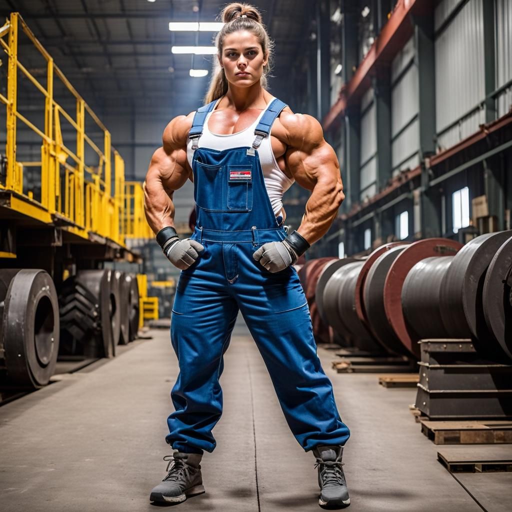 Powerful Female Steelworker Portrait in Photorealistic Style
