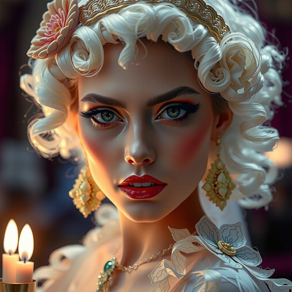 Woman in White Hat, Impressionistic Landscape