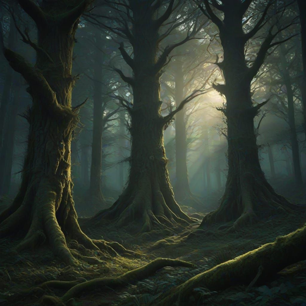Ancient Forest Concept Art: Ethereal Twilight Glow