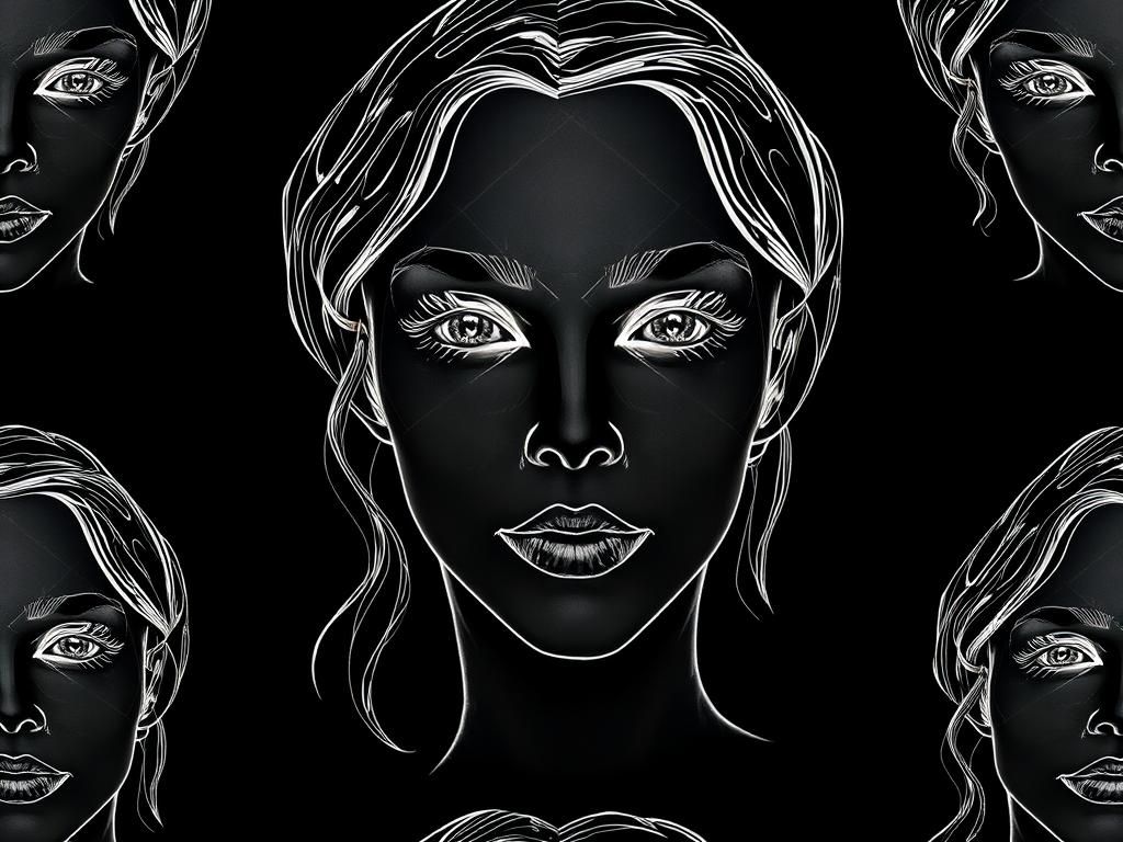 Seamless Textile Pattern of a Woman's Face