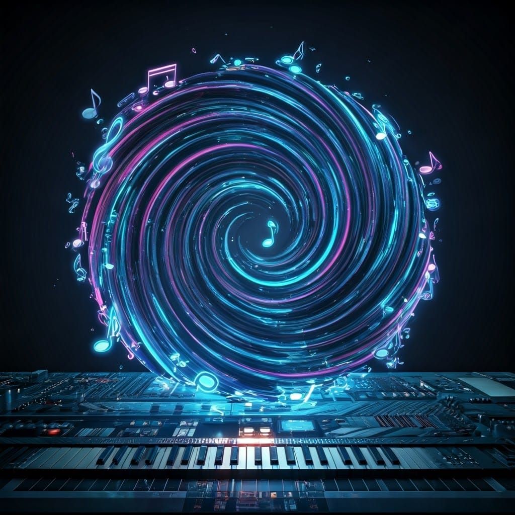 Electric Blue Futuristic Soundscape in Vibrant Hyperrealism