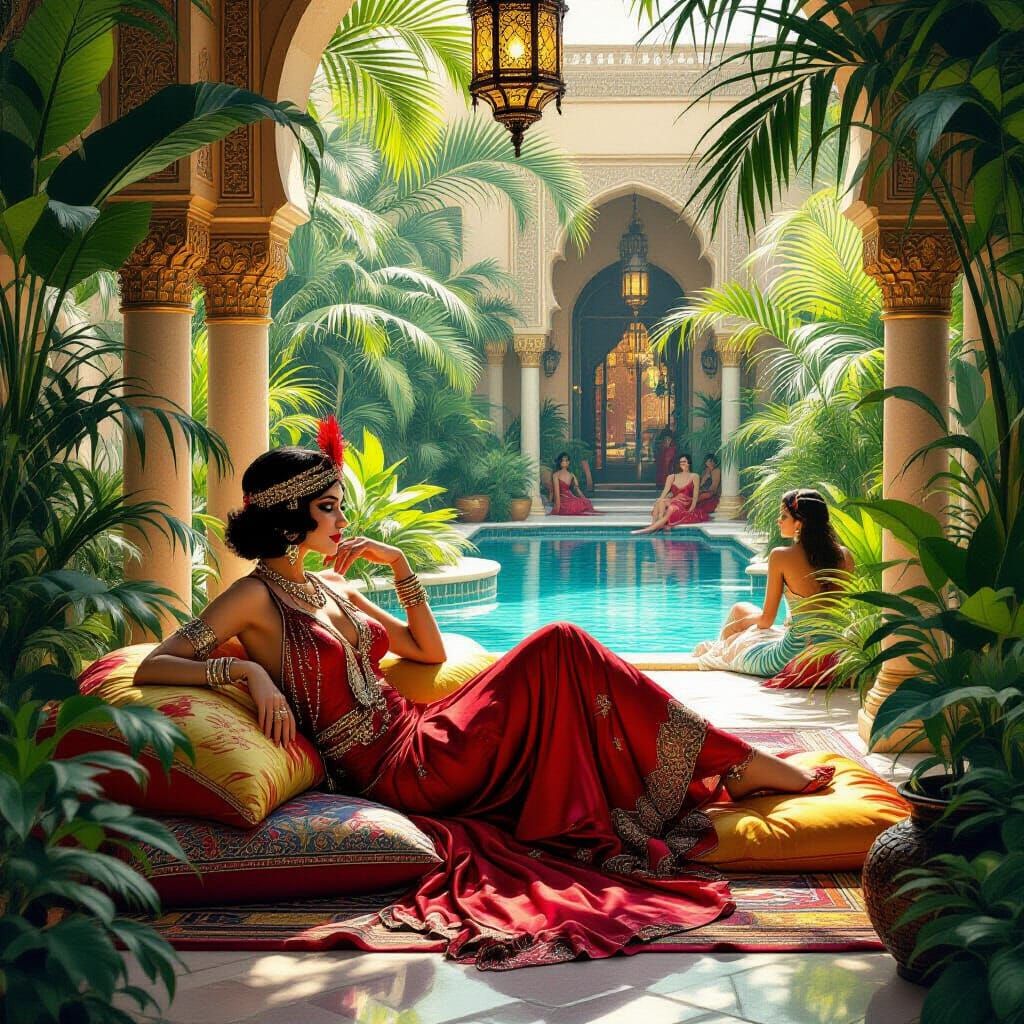 1920s Oasis: Desert Queen in Art Deco Speakeasy