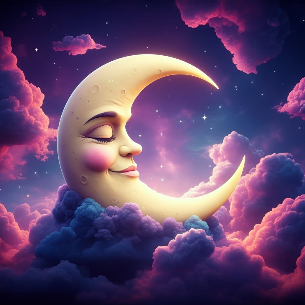 Moon, in 1980's airbrush graphics style
( paper moon graphic...