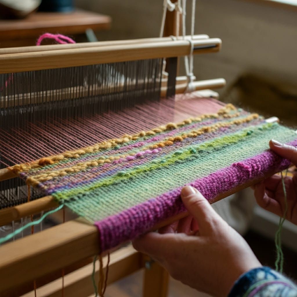 Ornate Folk Art Shawl in Whimsical Woodland Style