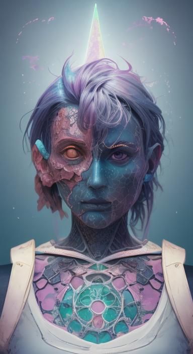 Dramatic Portrait with Pastel Colors in 3D Style
