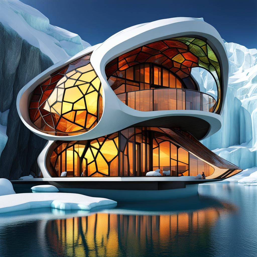 Surreal Antarctic Mansion: 3D Architectural Render