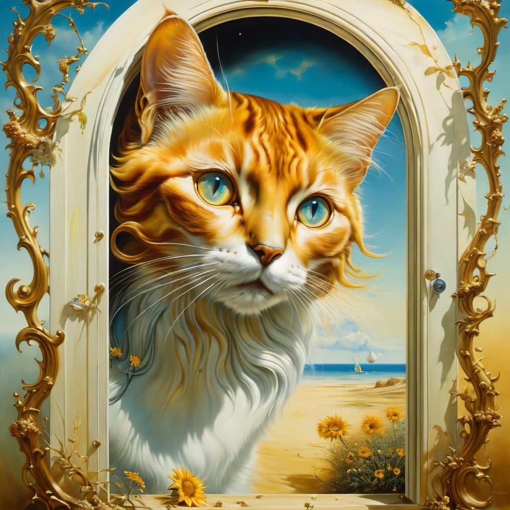 Surreal Cat Door to Summer, Dali Style