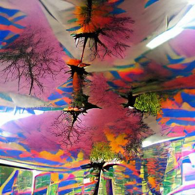 Psychedelic Upside-Down Trees in Dreamscape
