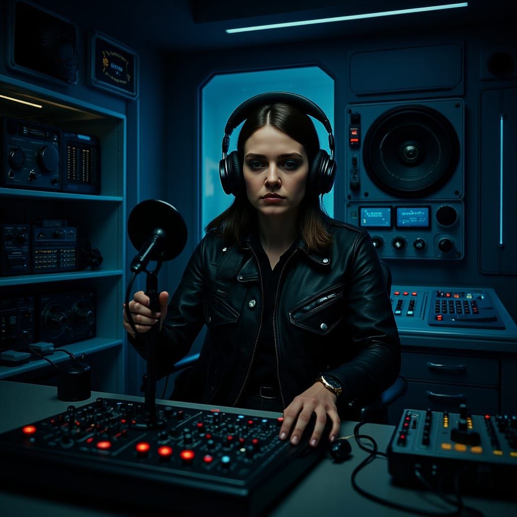 Futuristic Radio Studio in Digital Art Style