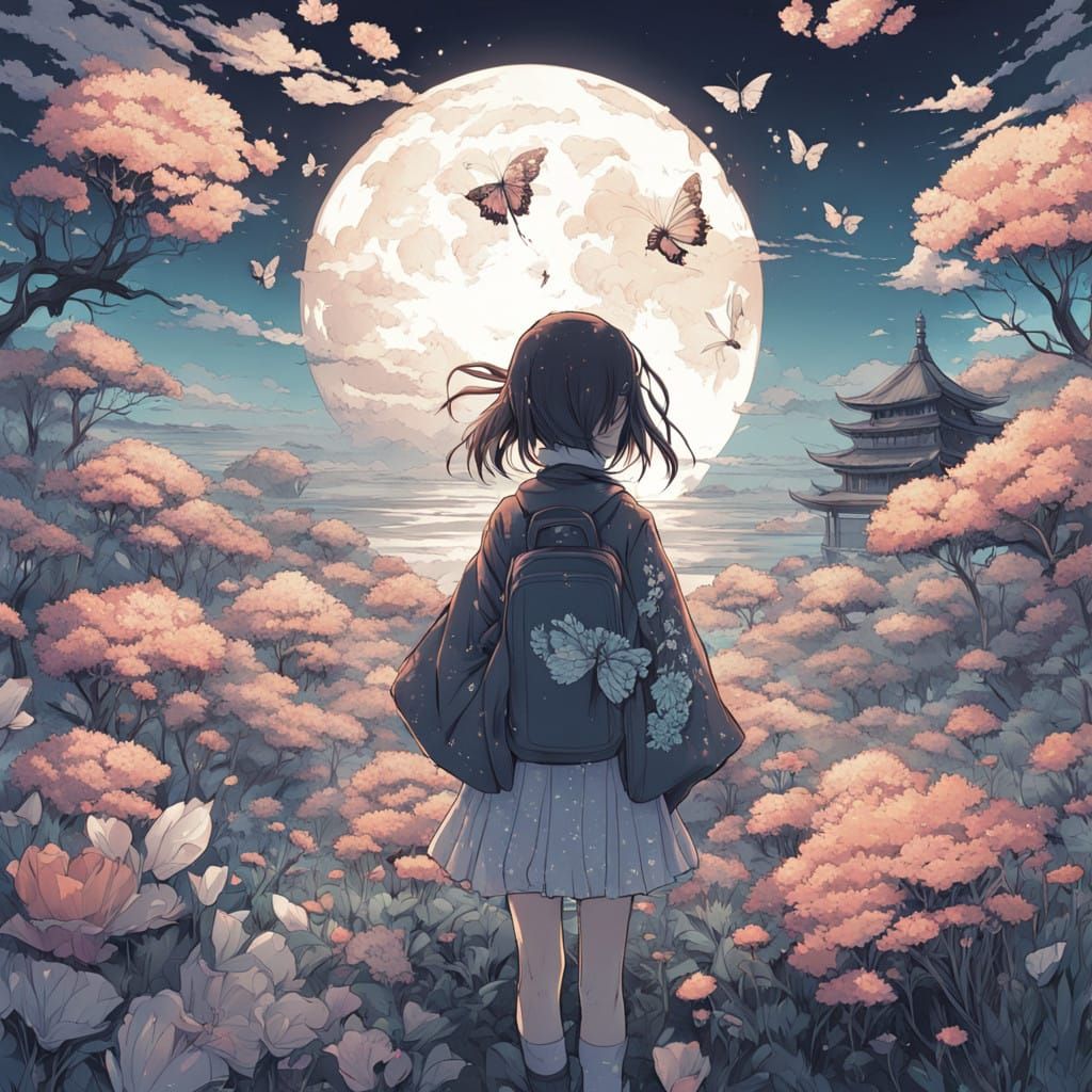 Luminescent Butterfly in Dreamlike Bloom