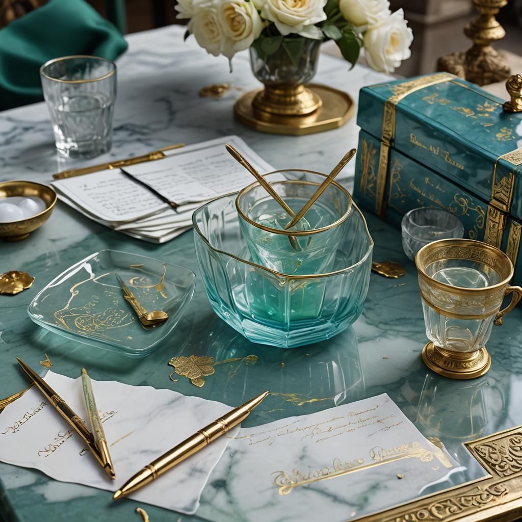 Glass Pens Spill from Ornate Box