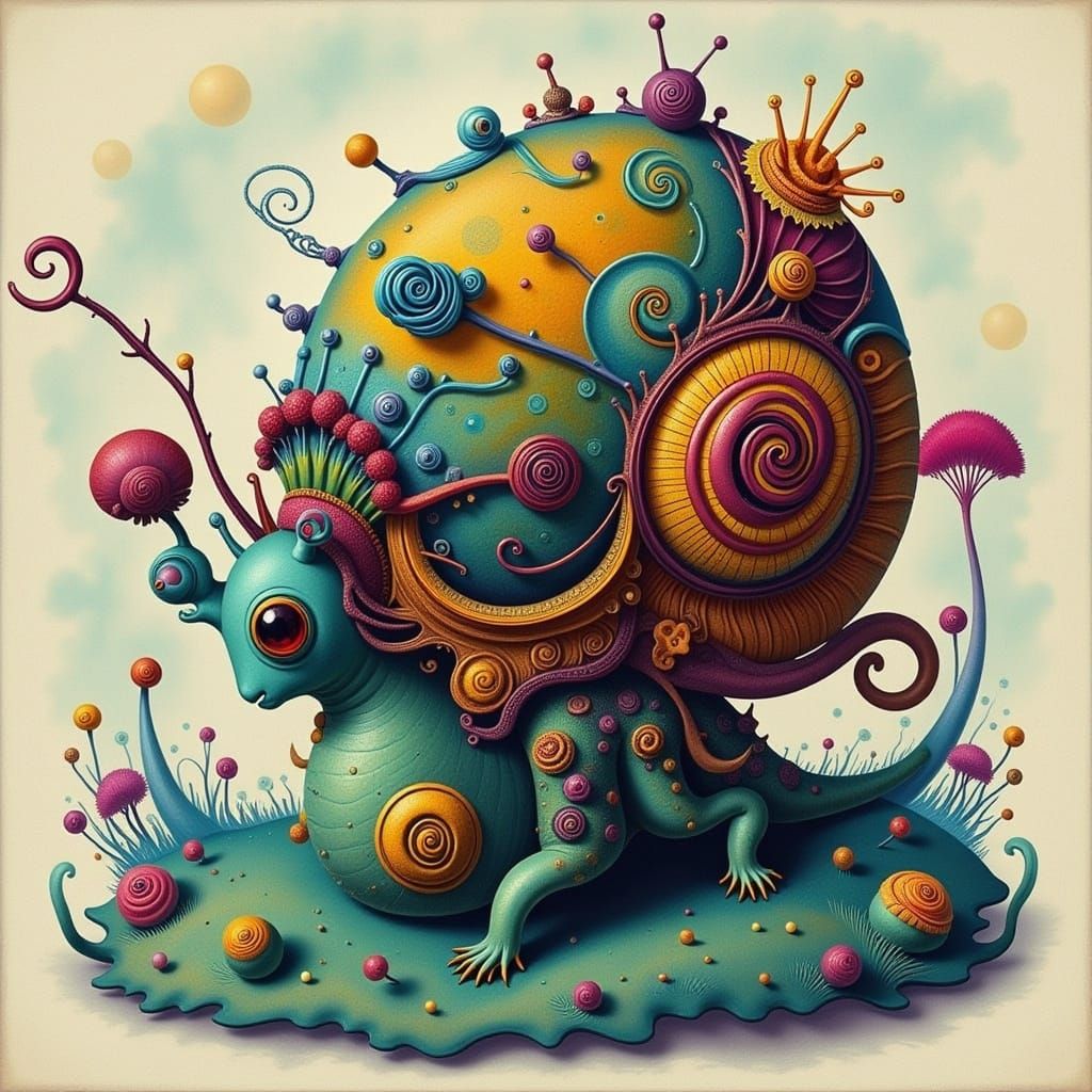 Abstract Snailia Artwork in Soft Colors